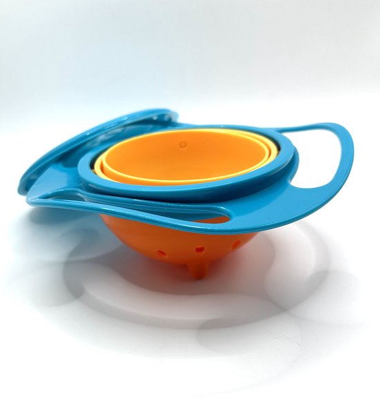 Hypify® - Anti knoei bakje - 360 graden - BPA vrij - Oranje Blauw - Eetbakje - Veilig - Balans - Anti-mors - Geen geknoei meer - Servies Kind - Baby kom van Hypify — afbeelding 2