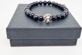 Handgemaakte Natuursteen Armbanden "Obsidian" 8 mm - Met vorm Leeuw - Een bijzonder cadeau voor vrienden en familie