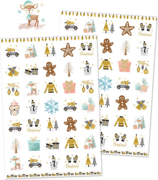 Kerst Stickers - Cozy Christmas Stickers - Stickervellen Kerst - Stickervellen Cozy Christmas - Stickers Kerst - Kaarten Maken - Knutselen Volwassenen - Stickers Kind - Stickers voor Volwassenen - Kerststickers Vellen - Kerstmis