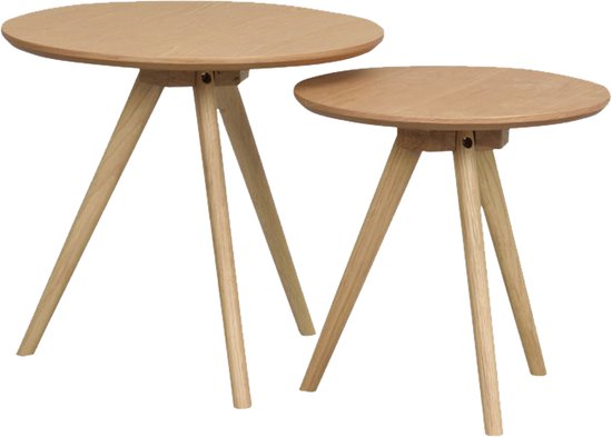 Tables d'appoint en bois Nordiq Yumi - Lot de deux - Ø50 x H45 cm - Chêne