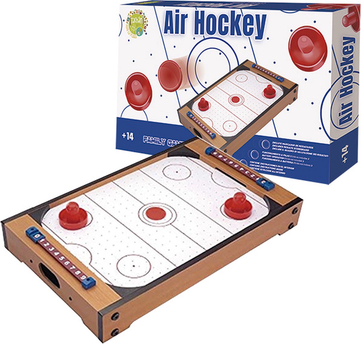 Airhockey Tabletop - Compacte Airhockeytafel - 51 x 31 cm - Met Luchtaandrijving - Hout - Tachan