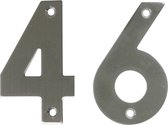 AMIG Huisnummer 46 - massief Inox RVS - 10cm - incl. bijpassende schroeven - zilver