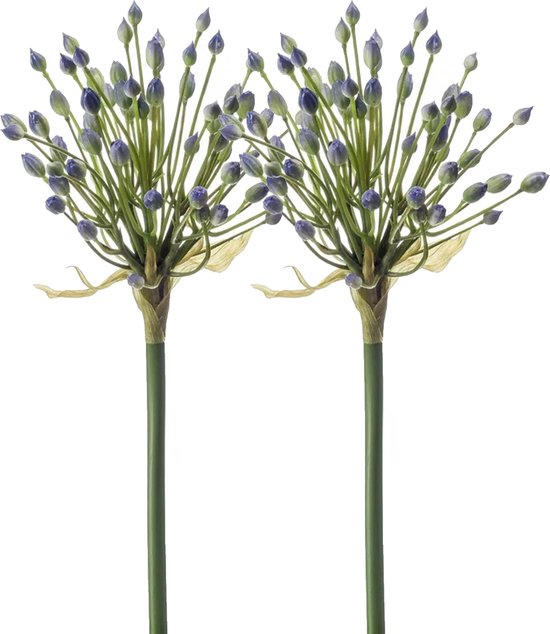 Emerald Allium/Sierui kunstbloem - 2x - losse steel - blauw - 70 cm - Natuurlijke uitstraling