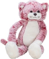Pluche kat/poes knuffel - extra lange armen en benen - roze - 50 cm