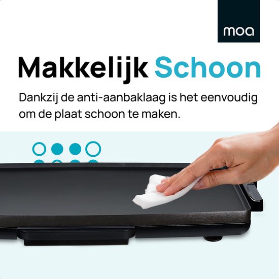 MOA Elektrische Grillplaat - Teppanyaki Bakplaat - Tafelgrill - BPA-vrij - Gourmetstel voor 8 Personen - XXL - 2400W - Zwart — afbeelding 5
