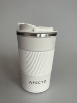 Tasse à café à emporter Afecto avec capteur de température | café à emporter | gobelet isolant blanc | réutilisable | contenu 380 ml