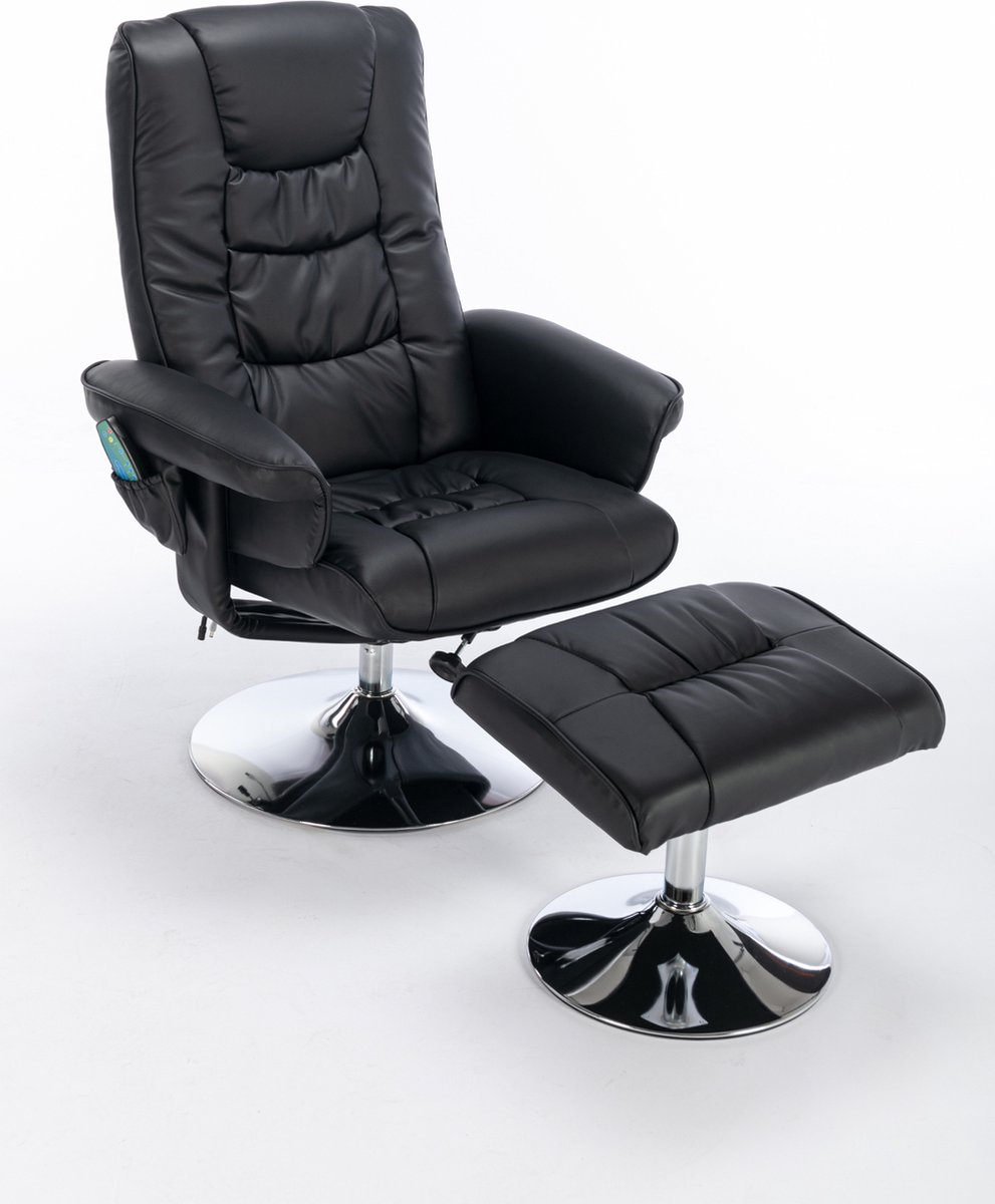 Merax Massage Fauteuil Draaibaar met Voetenbank Zwart