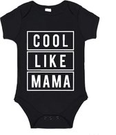 Soft Touch Rompertje (zwart) met witte Tekst - Cool like mama | Baby rompertje met leuke tekst | | kraamcadeau | 0 tot 3 maanden | GRATIS verzending