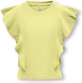 ONLY KOGNELLA S/L SHORT RUFFLE TOP JRS T-shirt Filles - Poire Yellow - Taille 122/128