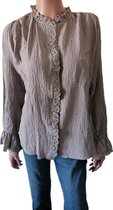 Dames - Blouse - Italiaanse Mode - Kleur Taupe- Maat 38-40