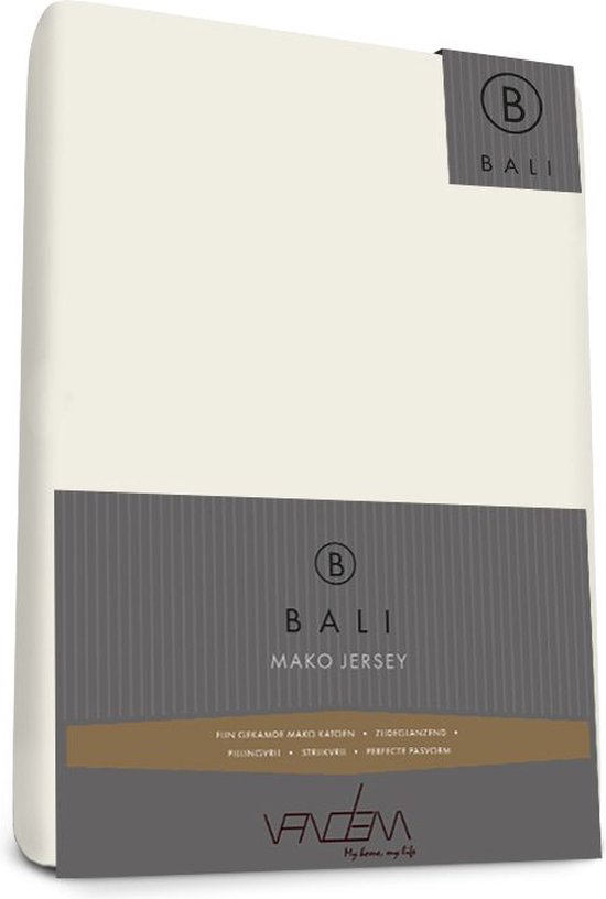 Bali - Van Dem - Mako Jersey hoeslaken - 100 x 210 cm - creme