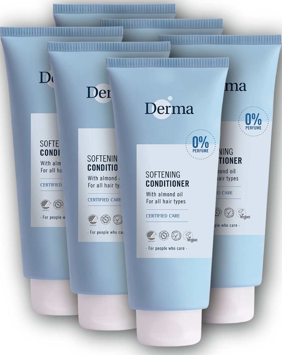 Derma Eco Family - Conditioner - 6 x 350ml - Parfumvrij - AllergyCertified - met Amandelolie en Glycerine