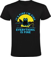 It's Fine, I'm Fine, Everything is Fine Heren T-shirt - dieren - haaien - kat - oceaan - zee - probleem - grappig