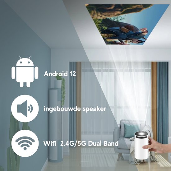 Dazaro Mini Projector - Mini Beamer - Projector - Beamer - Streamen Vanaf Je Telefoon Met WiFi - Dazaro