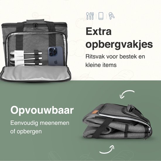 ForDig Koeltas (30 liter) - 4 laags geïsoleerd - Easy-Acces Flap - Picknicktas - Opvouwbaar - Zwart van ForDig — afbeelding 3