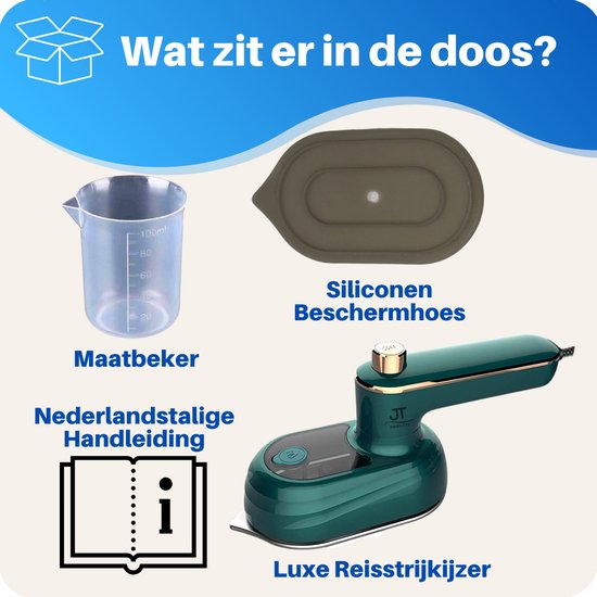 JT Products Luxe Reisstrijkijzer – Mini Strijkijzer - Inklapbaar - 8,4x11,5CM - Sprayfunctie - Stomend Effect - Travel Iron – Strijkijzer Vakantie – Reisstrijkijzer Klein