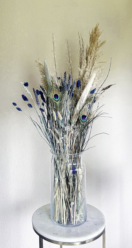 Foto: Droogbloemen droogbloemen nina excl vaas blauwkleurig