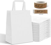 50 sacs en papier blanc en papier kraft avec oreilles plates 18x8x22cm