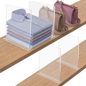 Transparante ladeverdeler, 4 stuks, verticaal opbergsysteem voor thuis, winkel en kantoor, transparante kastorganizer, ladeverdeler voor kleding, schoenen en boeken