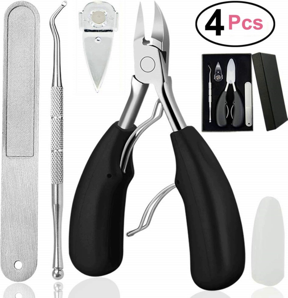 Knaak Pedicure Nageltang met Kromme Bek voor Ingegroeide Teennagel + Accessoires