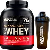 Optimum Nutrition Gold Standard 100% Whey Protein Bundle – Délicieuse poudre de protéine de Strawberry + ON Shake Cup – 2270 grammes (71 portions)