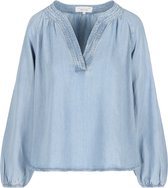 LolaLiza Tencel blouse met V-hals - Dnm - Bleu Clair - Maat S