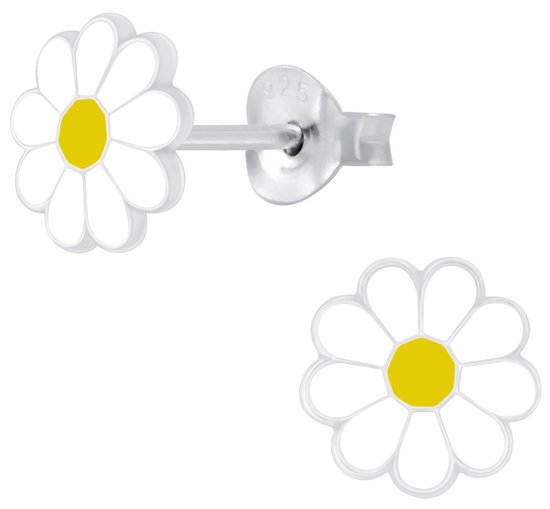 Joy|S - Zilveren Madelief bloem oorbellen