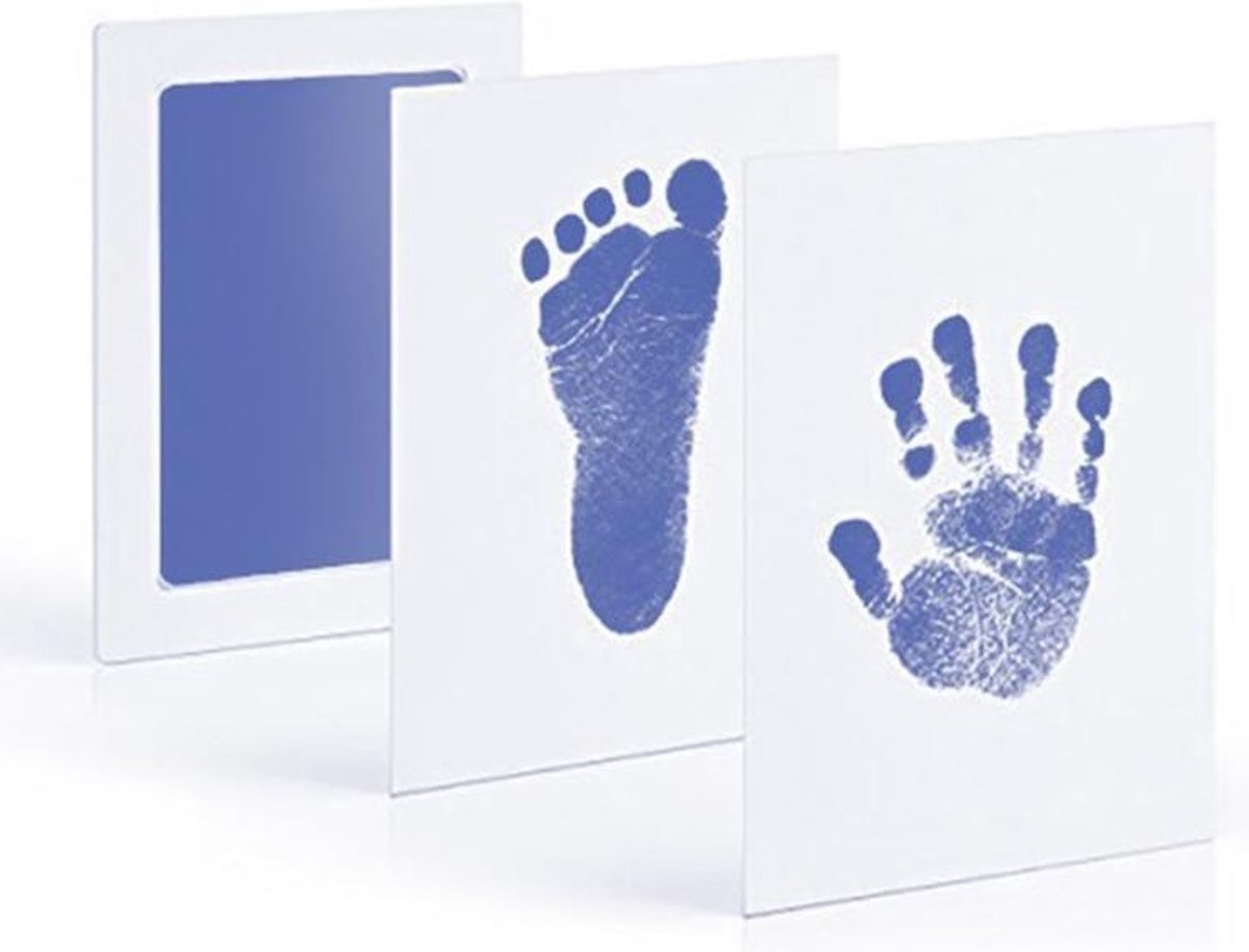 Goedkoopste CHPN - Baby Voet- en Handafdruk Inktset - Lichtblauw - Incl. 2 witte kaartjes - 2 setjes - Voetafdruk baby - Handafdruk - Kraamcadeau - Geboorte - Moederdag - Vaderdag