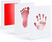 CHPN - Baby Voet- en Handafdruk Inktset - Rood - Incl. 2 witte kaartjes - 2 setjes - Voetafdruk baby - Handafdruk - Kraamcadeau - Geboorte - Moederdag - Vaderdag