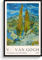 Fotolijst inclusief poster - Posterlijst 80x120 cm - Posters - Vincent van Gogh - Two Poplars near Saint-Rémy - Kunst - Oude meesters - Foto in lijst decoratie - Wanddecoratie woonkamer - Muurdecoratie slaapkamer