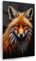 Peinture de renard portrait - Peinture sur verre Animaux - Peinture de renard - Décoration murale rurale - Peintures en plexiglas - Décoration de la maison - 80 x 120 cm 5mm