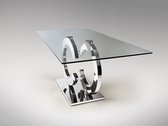 Table à manger CoCo - table de salle à manger design en inox 200x100 | Table à manger CoCo en acier inoxydable - structure en acier inoxydable poli avec plateau en verre trempé