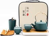 Japanse groene theeservies voor volwassenen, Chinese keramische theesets, draagbare Kung Fu theeservies met bamboe dienblad