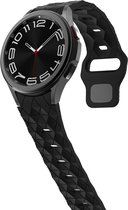 Siliconen bandje - geschikt voor Samsung Galaxy Watch 4 / Watch 4 Classic / Watch 5 / Watch 5 Pro / Watch 6 / Watch 6 Classic - zwart