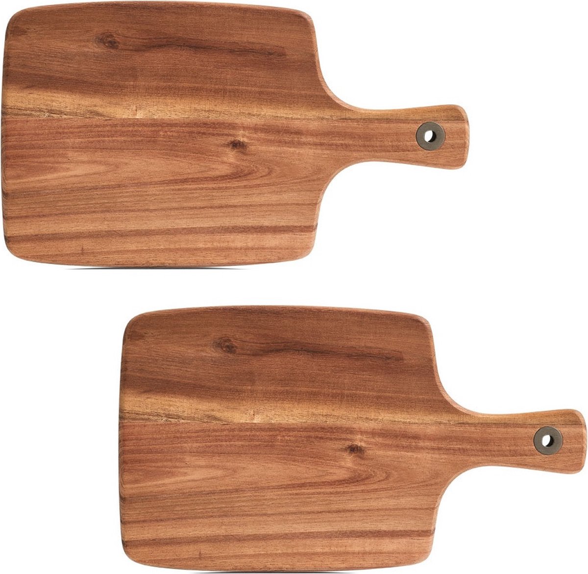 Zeller keuken Snijplank - 2x - Rechthoekig met Handvat - Acaciahout - 32 x 18 cm