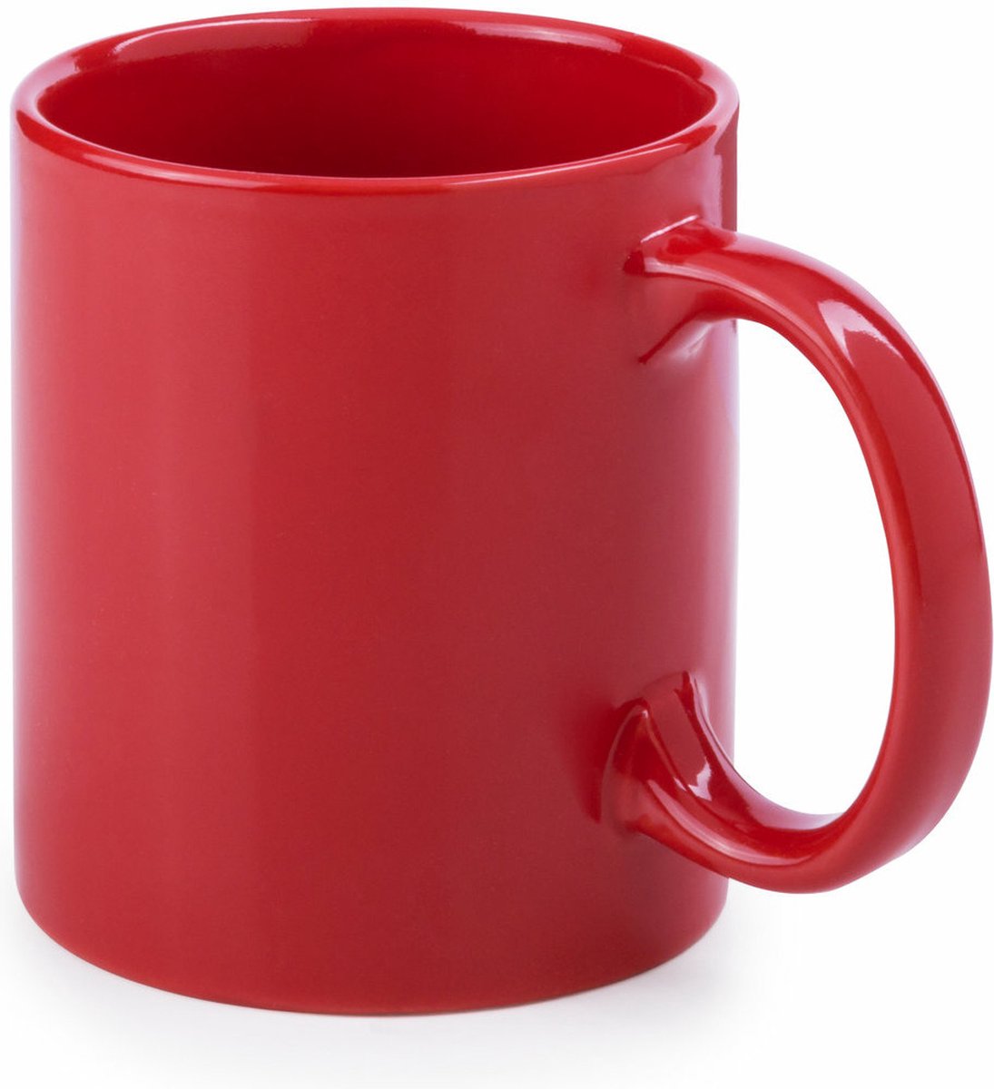 Bellatio Design Koffie mokken/bekers - keramiek - glans - met oor - rood - 370 ml