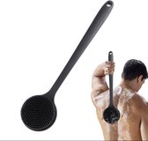 ZOUGA Brosse de bain - Épurateur de dos - Brosse pour le corps - Brosse de bain avec poignée - Brosse de douche - Brosse en Siliconen - Massage - Zwart