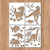 Tekensjabloon-Sjablonen Dinosaurussen-Scapbooking-Tekenen-Verven-Decoratie-Flexibel-3 Verschillende Dino's.