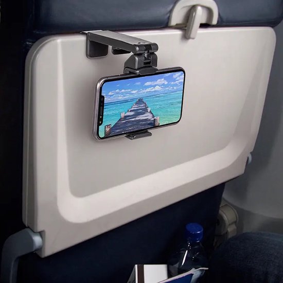 Repus - Universeel 360° Telefoonhouder - Vliegtuig - Reizen - Trein - Bureau - Tafel - 360° Draaibaar - Zwart
