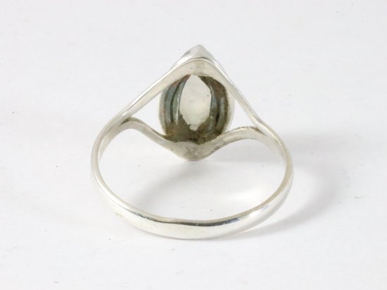 Bague en argent fin avec pierre de lune arc-en-ciel - taille 15,5