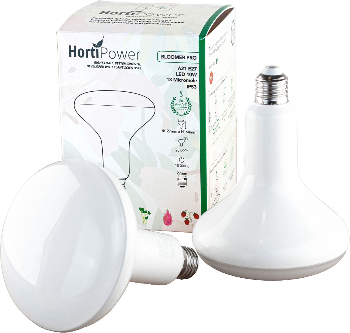 HortiPower Bloomer PRO Kweeklamp – DR/W/FR - 400-780nm - 1 stuk - 10W - E27 - LED - Diep rood licht - kweeklampen led full spectrum - Groeilamp voor planten
