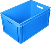 Stapelbak kunststof 600x400x325 mm 60 liter blauw - Euronorm - Open handgreep