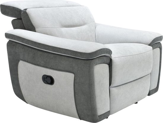Relax-fauteuil in tweekleurige microvezel, donkergrijs en lichtgrijs, PARUA L 109 cm x H 75 cm x D 102 cm