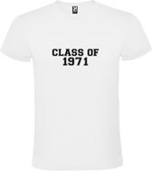 Wit T-Shirt met “Class of 1971 “ Afbeelding Zwart Size S