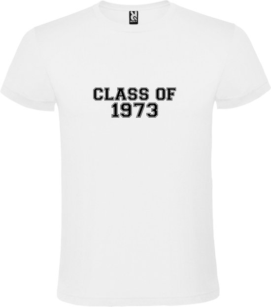 T-Shirt Wit avec Image « Classe de 1973 » Zwart Taille L