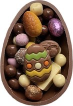 Pasen -Mandje - Chocolade - Half Paasei Melkchocolade - Bonbons - Chocolade Paasmix- Paasstrik