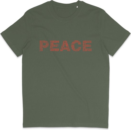 Heren en Dames T shirt - Peace, Vrede - Khaki Groen - S