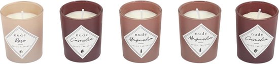 WDMT Bougies Coffret Cadeau - 5 Pièces - Emballage Bougies Set de Bougies - Coffret Cadeau avec 6 Bougies - Bougies parfumées de Luxe - Beige