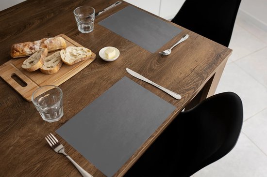 UNI Set de table vinyle | Gris | 8 pièces | Nos matériaux sont sans PVC et hygiéniques