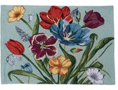 Set de table - Tissu Gobelin Luxe - Printemps - Fleurs - Blauw - vert - 33 x 46 cm